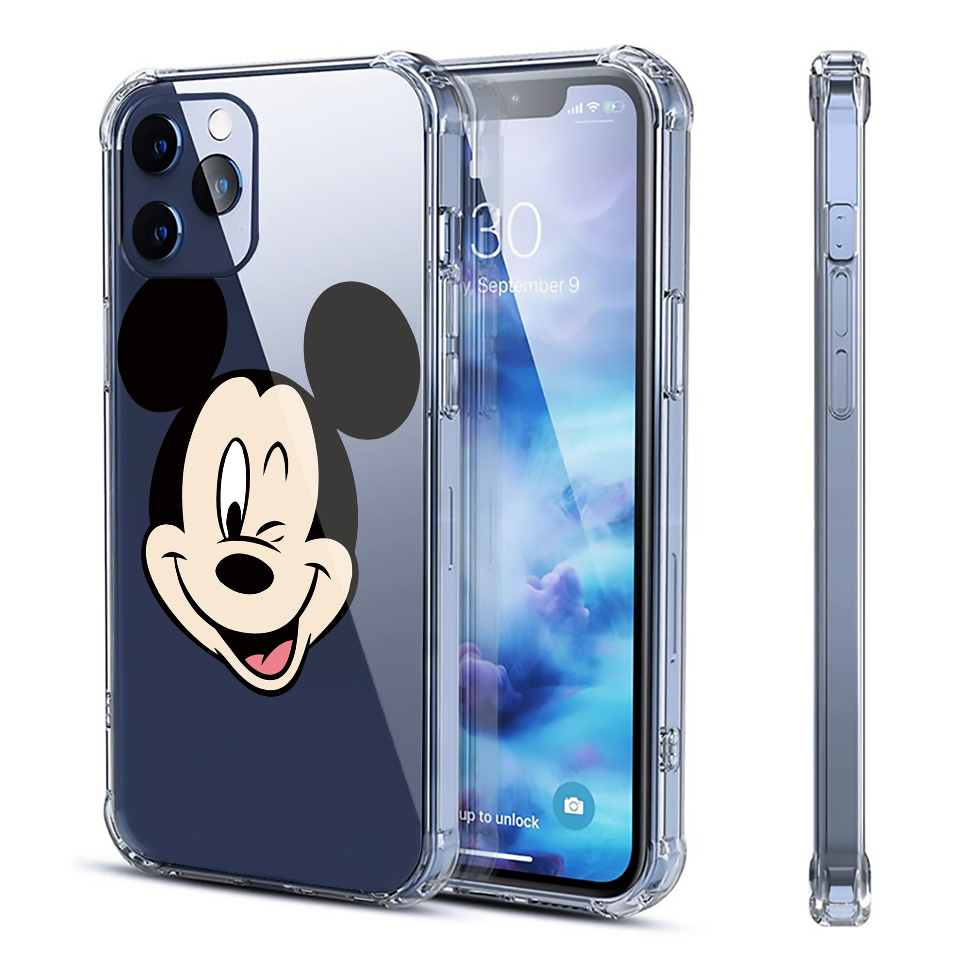 （画像用） ミッキーマウス Mickey Mouse 【iPhone 12シリーズ対応】透明スマホケース（クリアソフトケース）